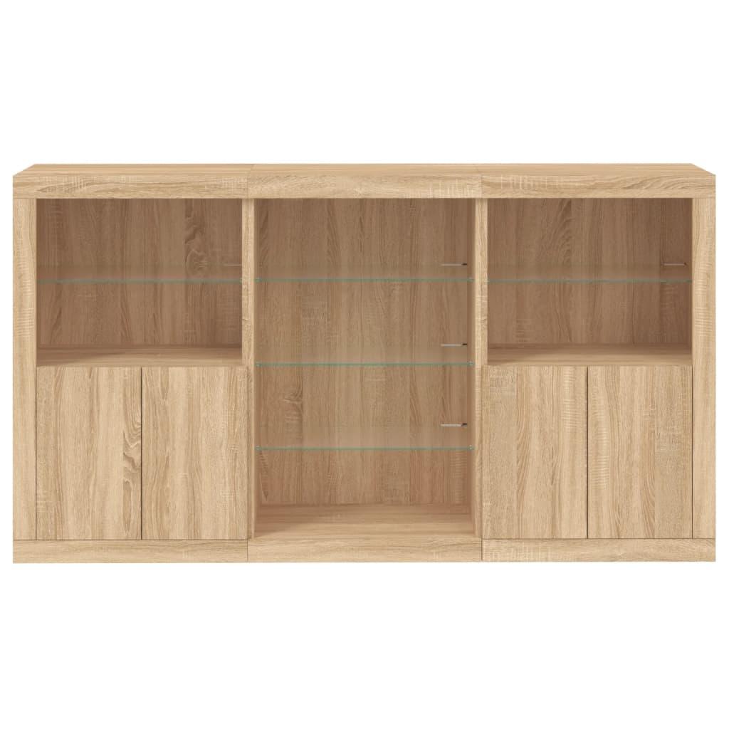 Skænk med LED-lys 181,5x37x100 cm sonoma-eg