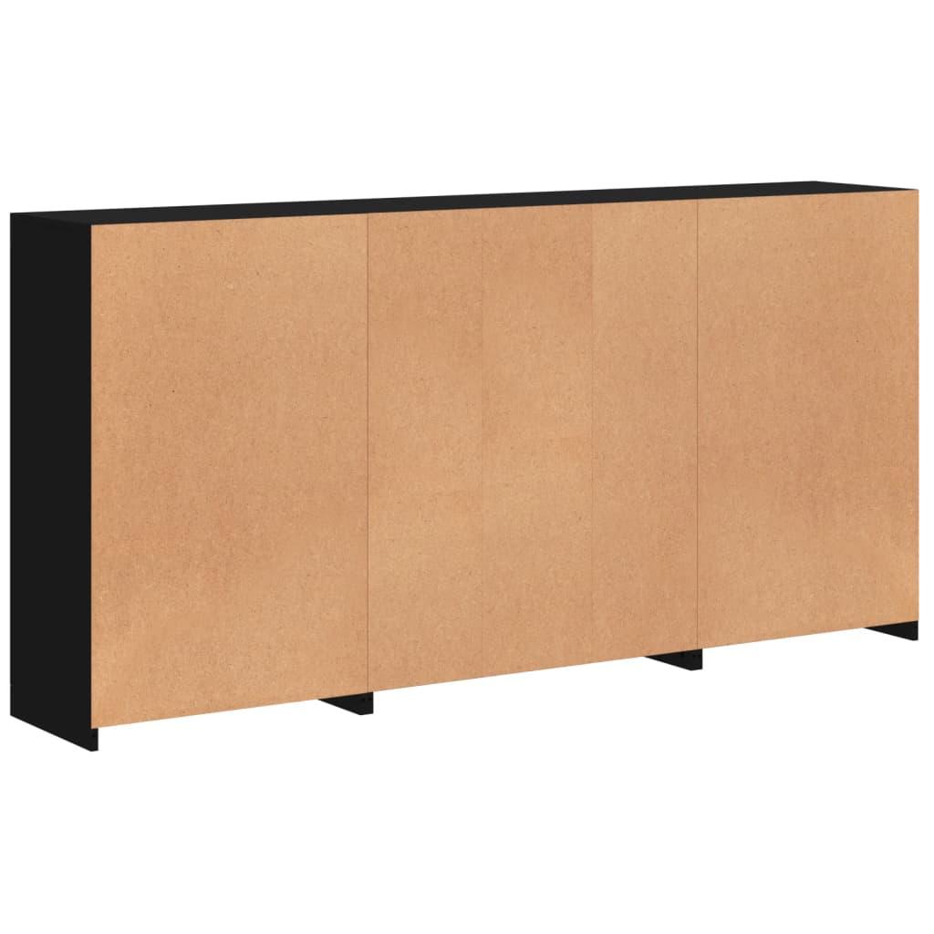 Skænk med LED-lys 202x37x100 cm sort