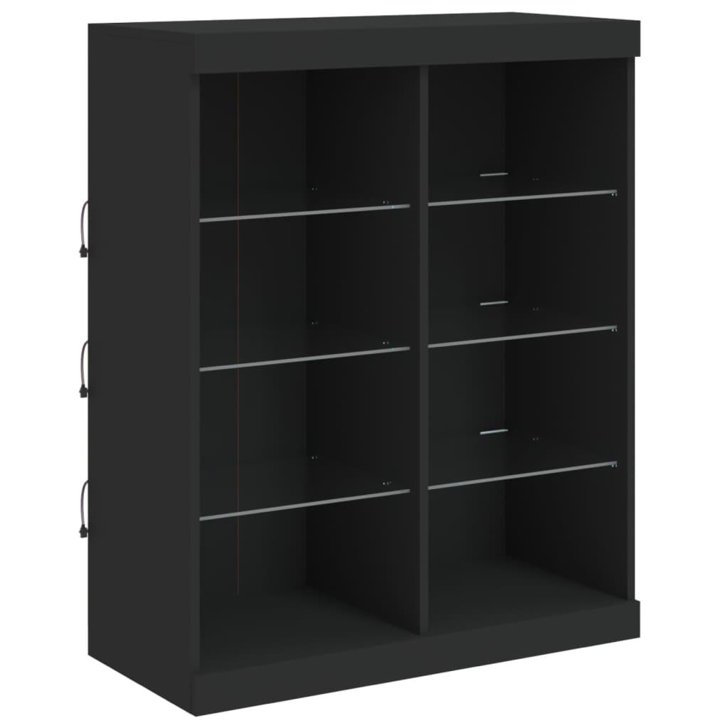 Skænk med LED-lys 202x37x100 cm sort