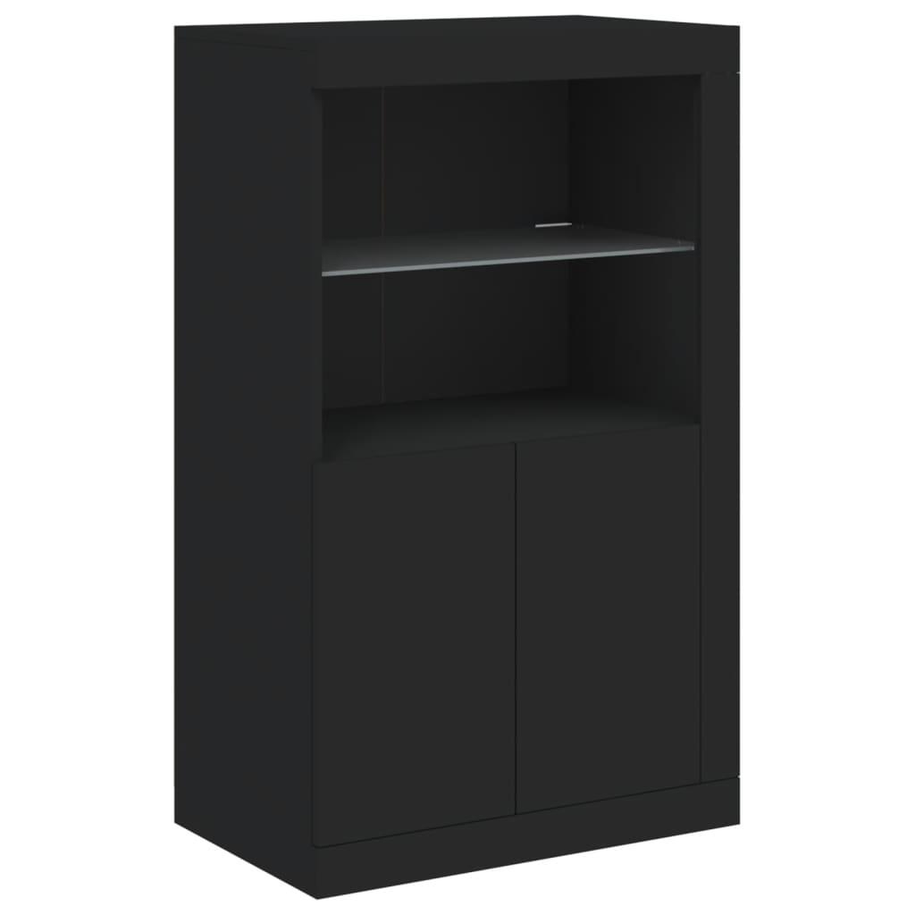 Skænk med LED-lys 202x37x100 cm sort