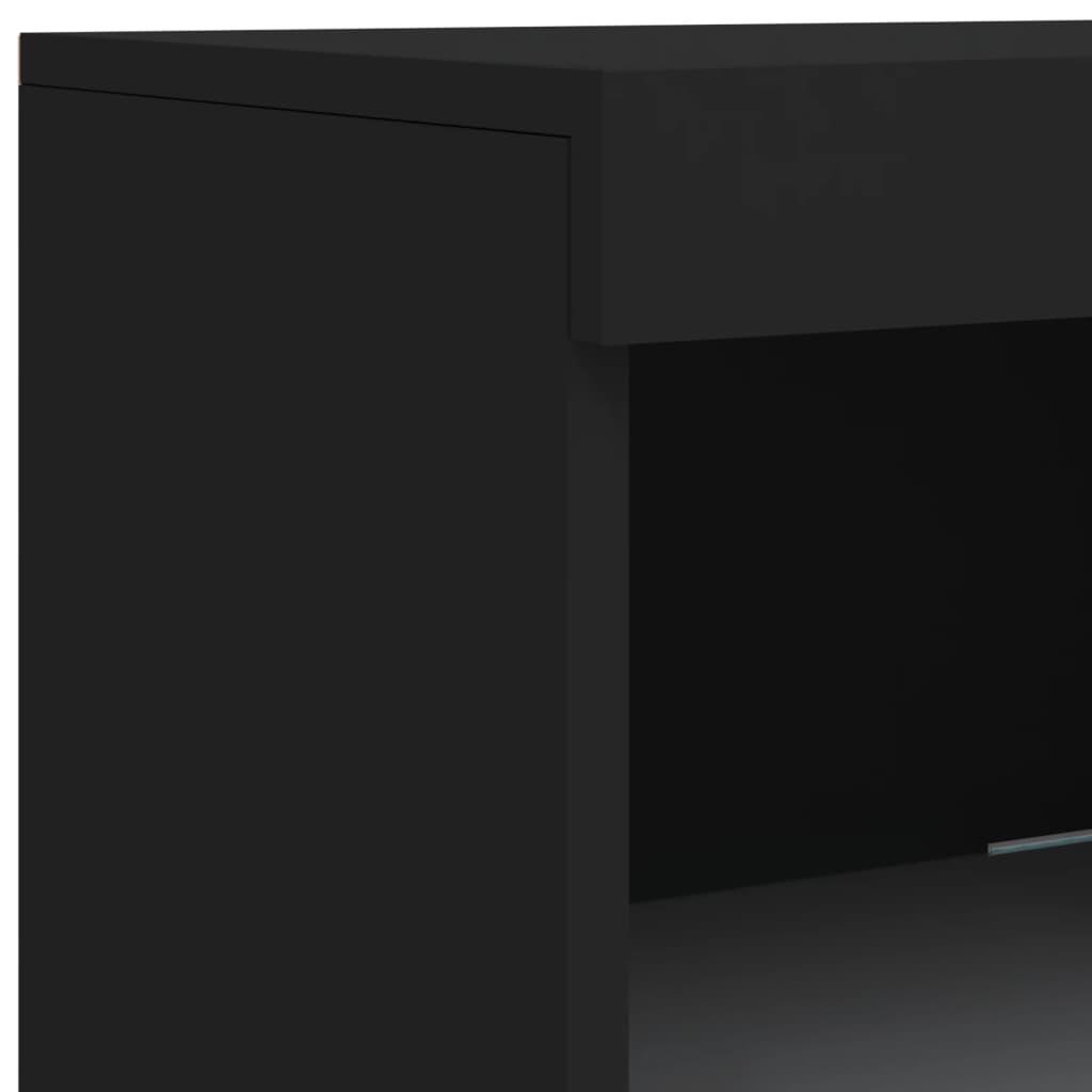 Skænk med LED-lys 202x37x100 cm sort