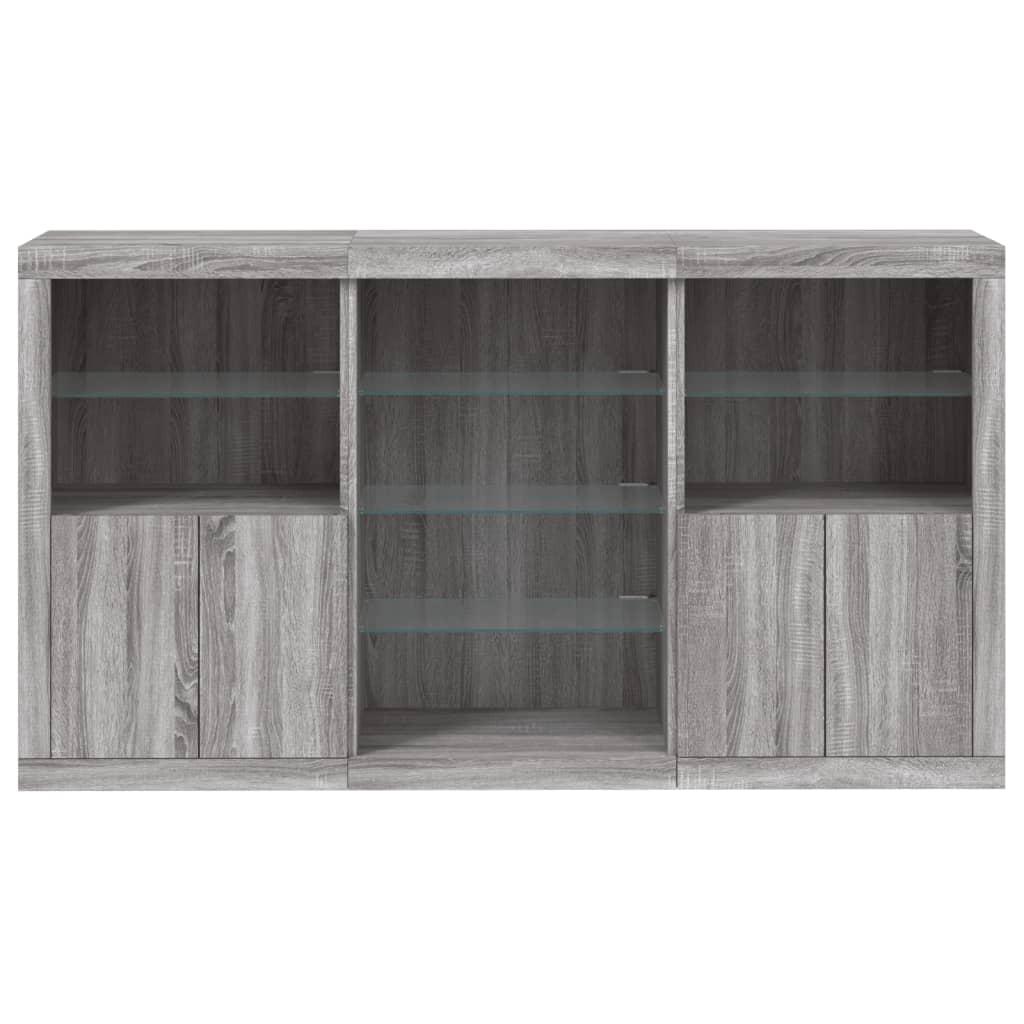 Skænk med LED-lys 181,5x37x100 cm grå sonoma-eg