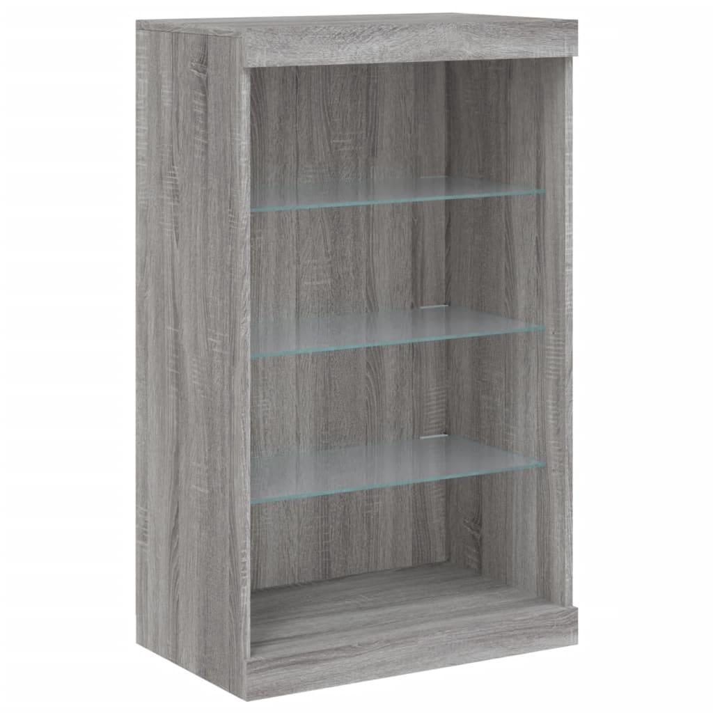 Skænk med LED-lys 181,5x37x100 cm grå sonoma-eg