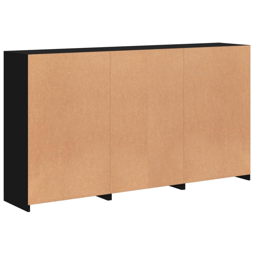 Skænk med LED-lys 181,5x37x100 cm sort