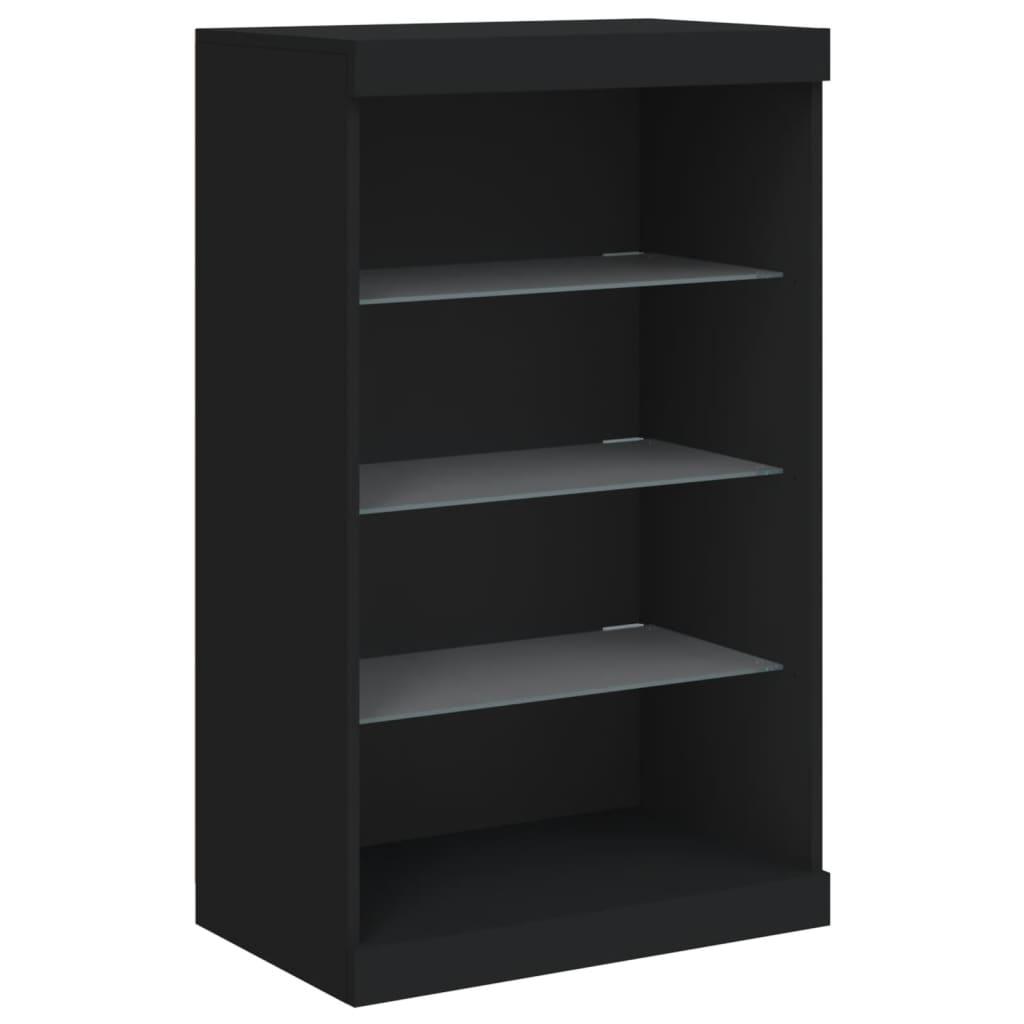 Skænk med LED-lys 181,5x37x100 cm sort