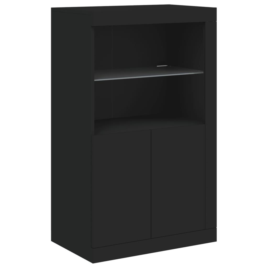 Skænk med LED-lys 181,5x37x100 cm sort