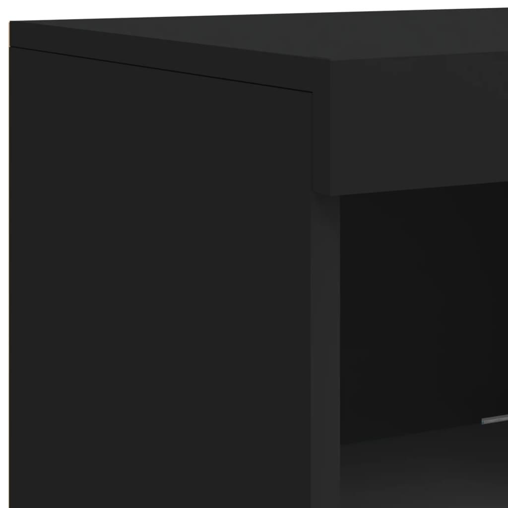 Skænk med LED-lys 181,5x37x100 cm sort