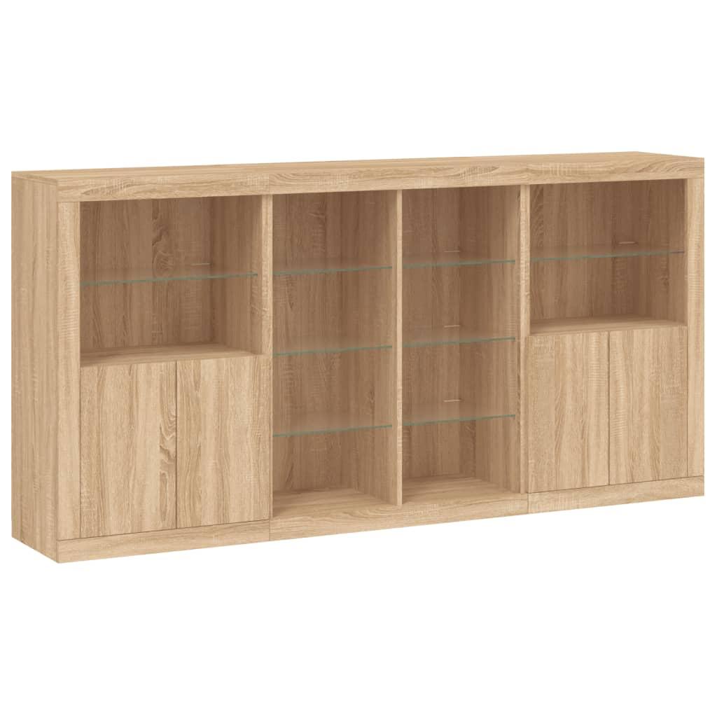 Skænk med LED-lys 202x37x100 cm sonoma-eg
