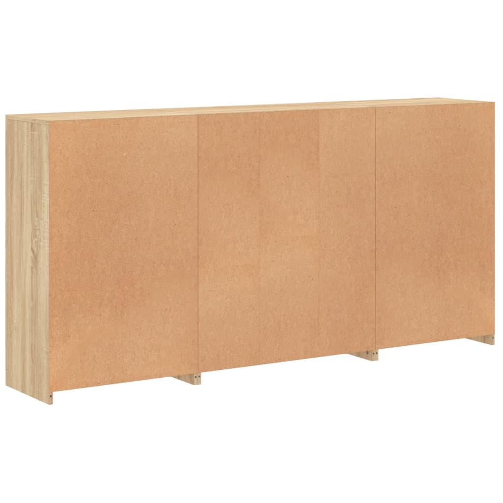 Skænk med LED-lys 202x37x100 cm sonoma-eg