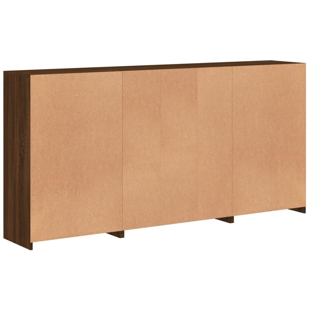 Skænk med LED-lys 202x37x100 cm brun egetræsfarve