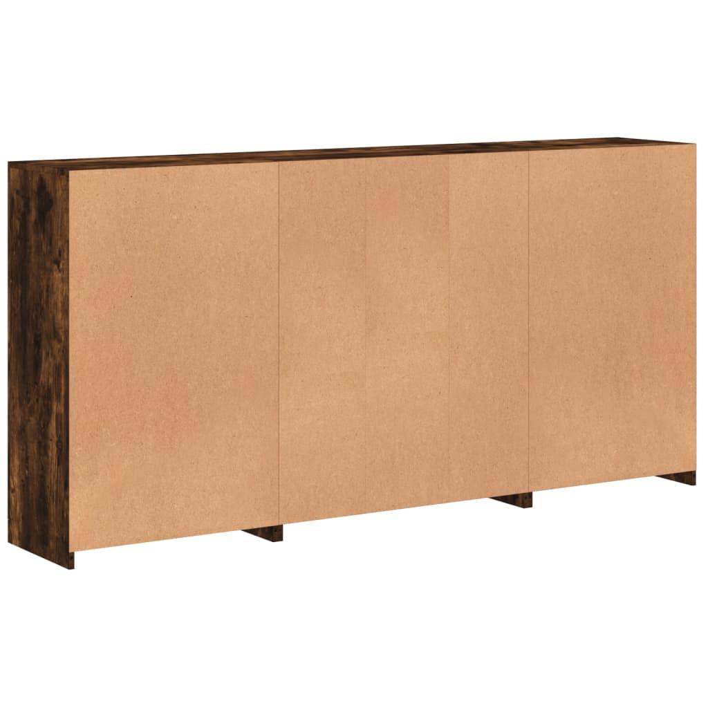 Skænk med LED-lys 202x37x100 cm røget egetræsfarve