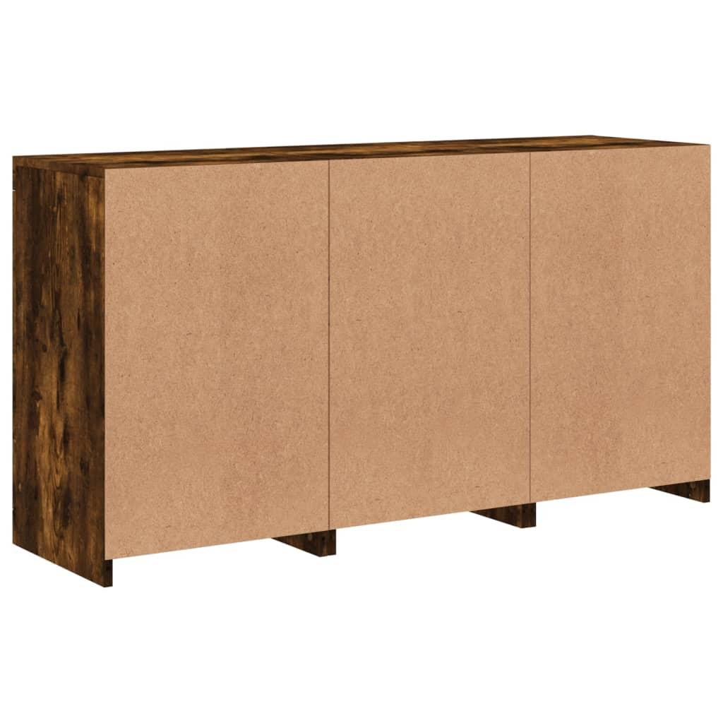Skænk med LED-lys 123x37x67cm røget egetræsfarve
