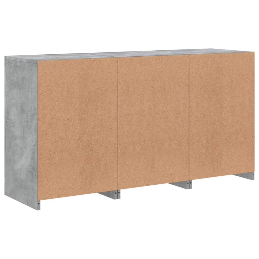 Skænk med LED-lys 123x37x67 cm betongrå