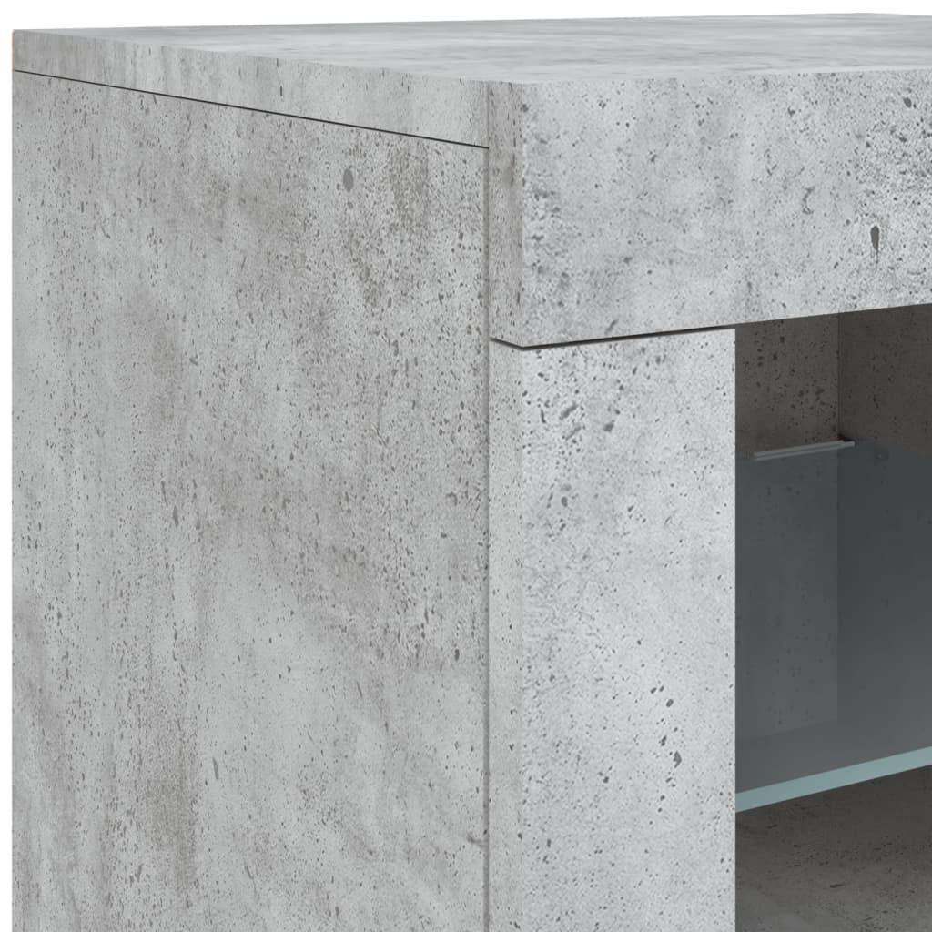 Skænk med LED-lys 123x37x67 cm betongrå