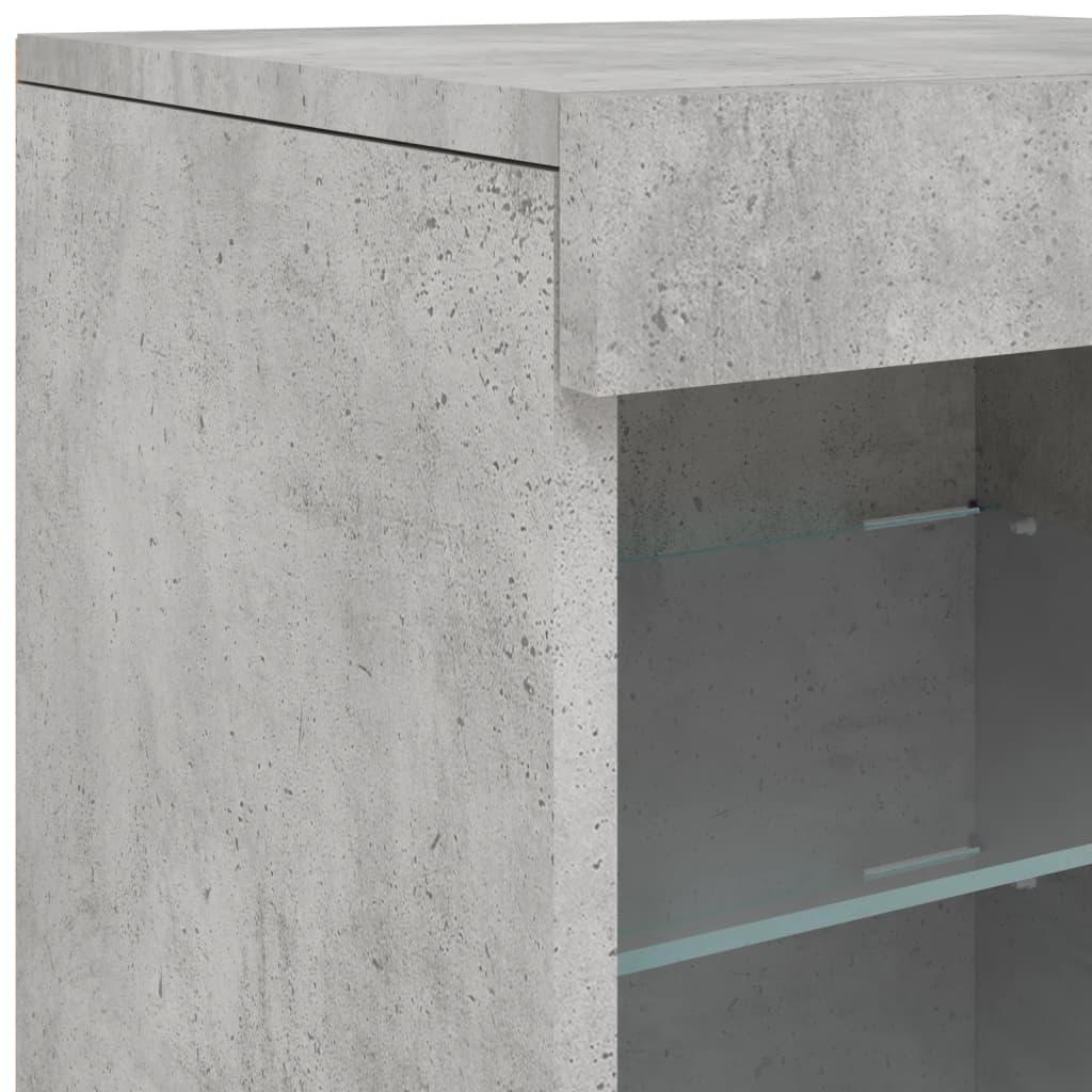 Skænk med LED-lys 123x37x67 cm betongrå