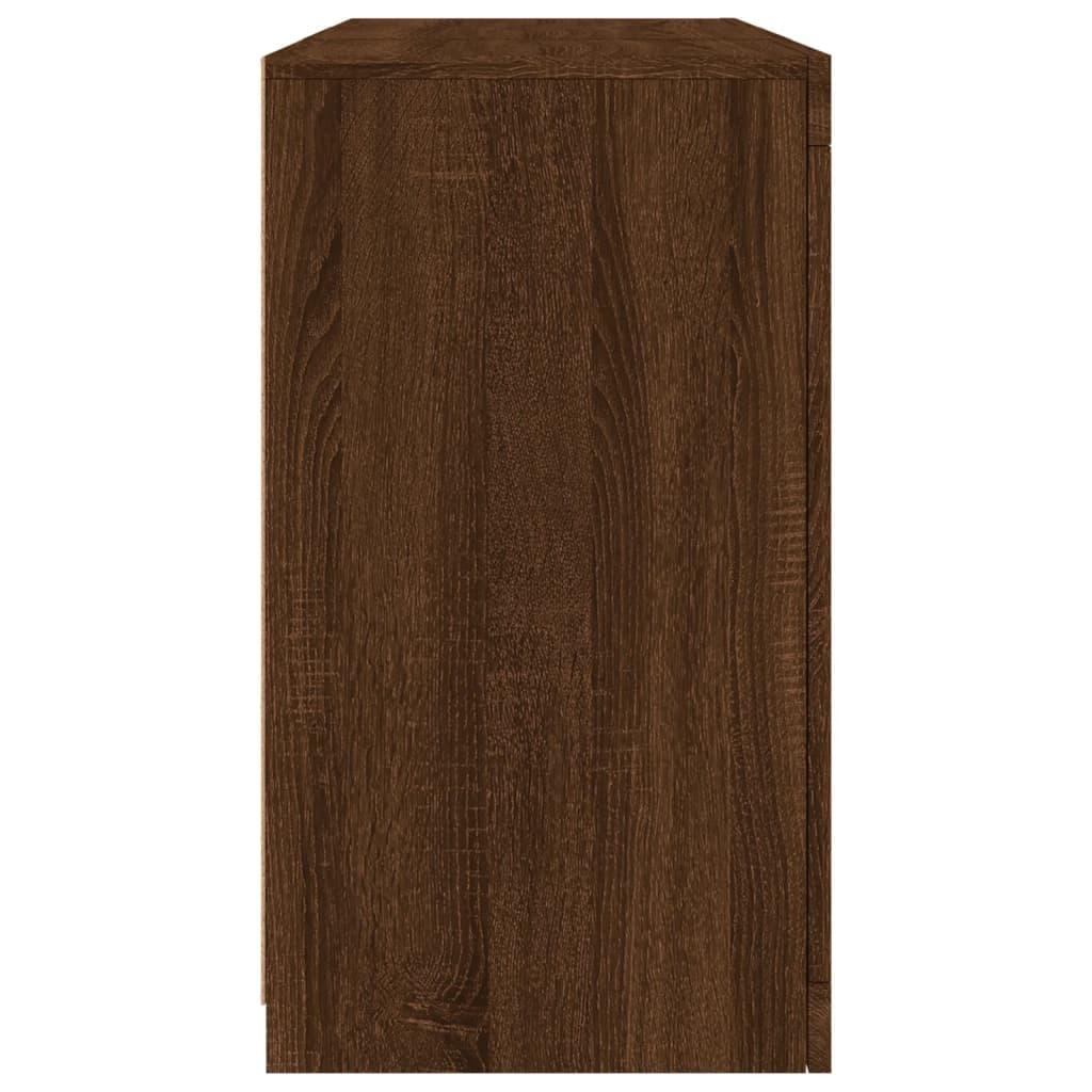 Skænk med LED-lys 123x37x67 cm brun egetræsfarve