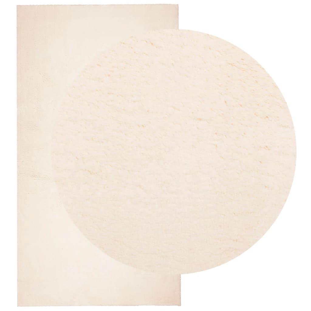 Gulvtæppe HUARTE 80x150 cm kort luv og vaskbart beige