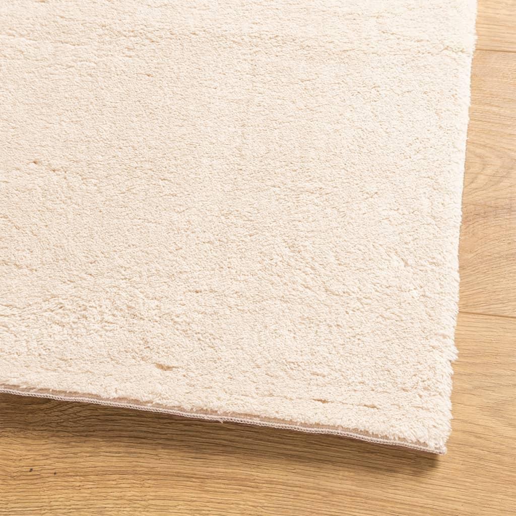 Gulvtæppe HUARTE 80x150 cm kort luv og vaskbart beige