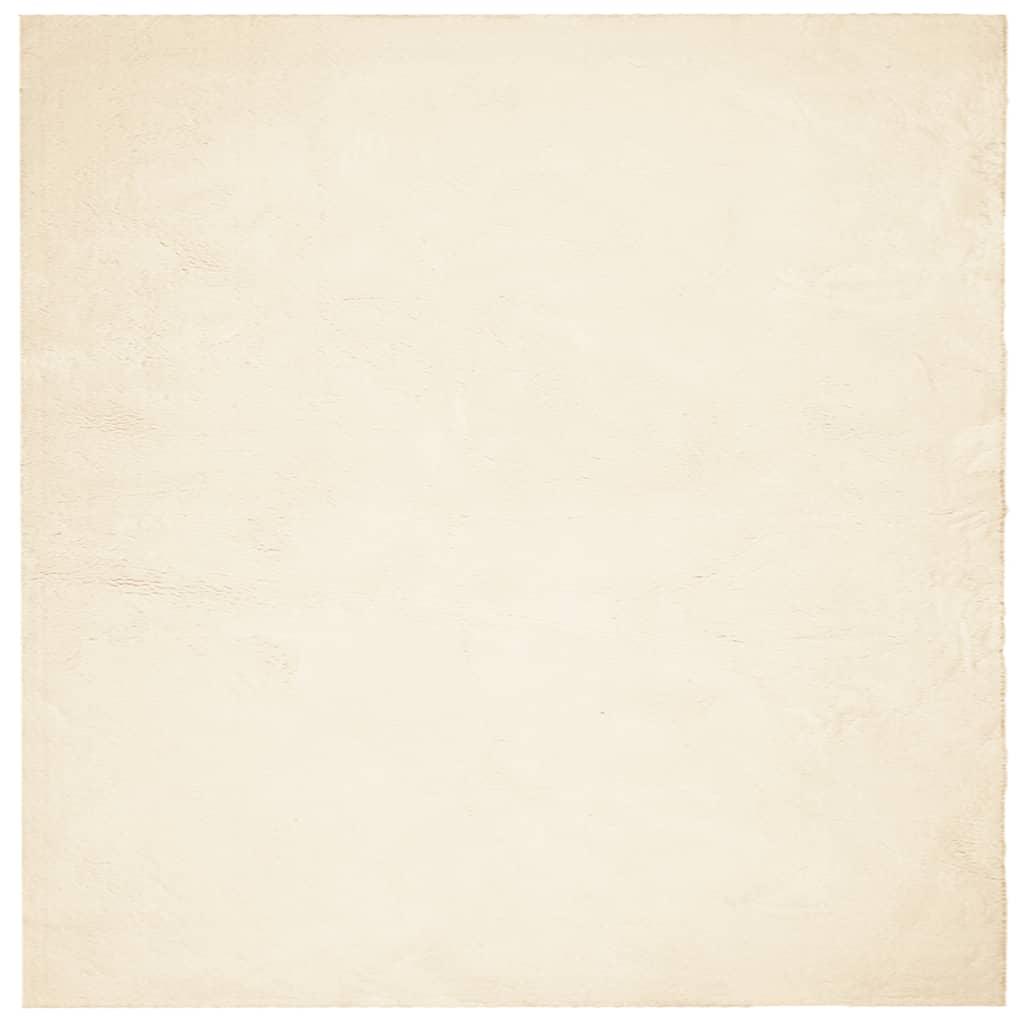 Gulvtæppe HUARTE 120x120 cm kort luv og vaskbart cremefarvet