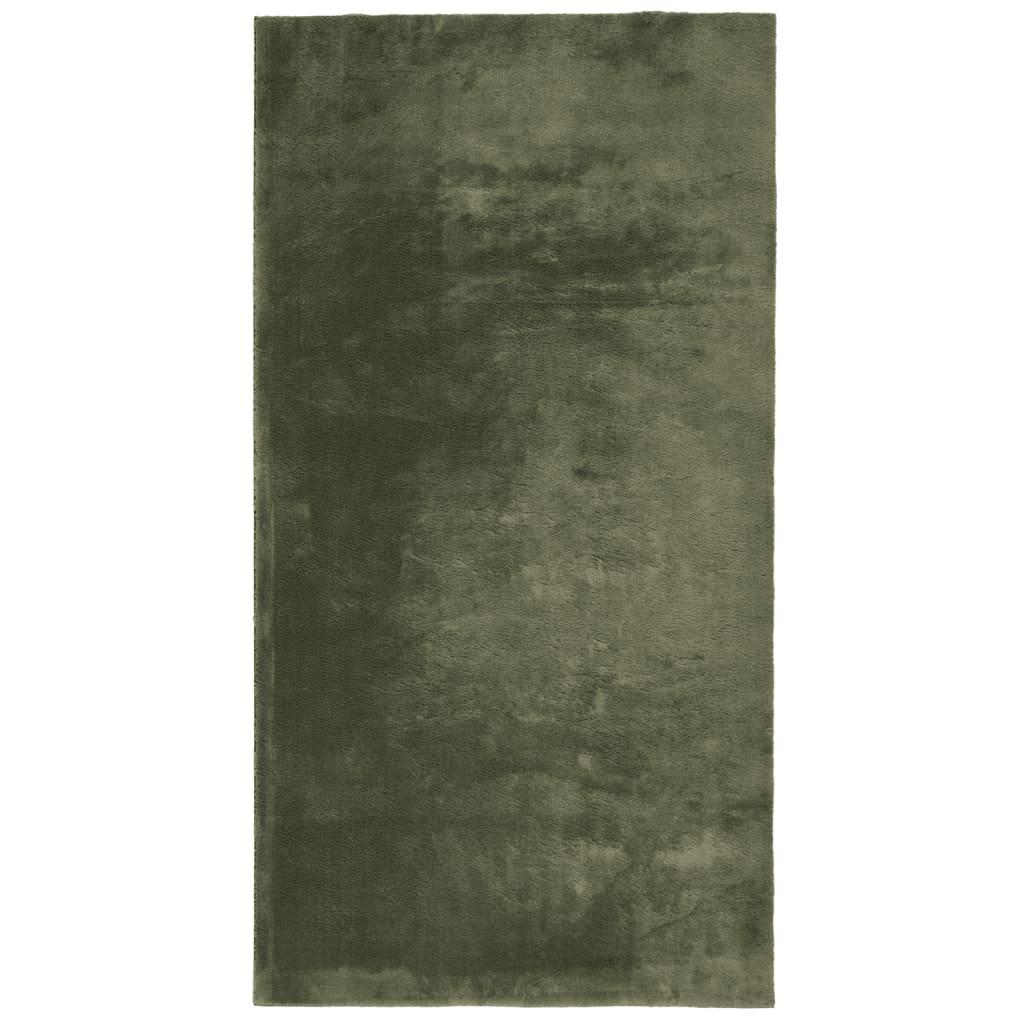 Gulvtæppe HUARTE 60x110 cm kort luv og vaskbart skovgrøn