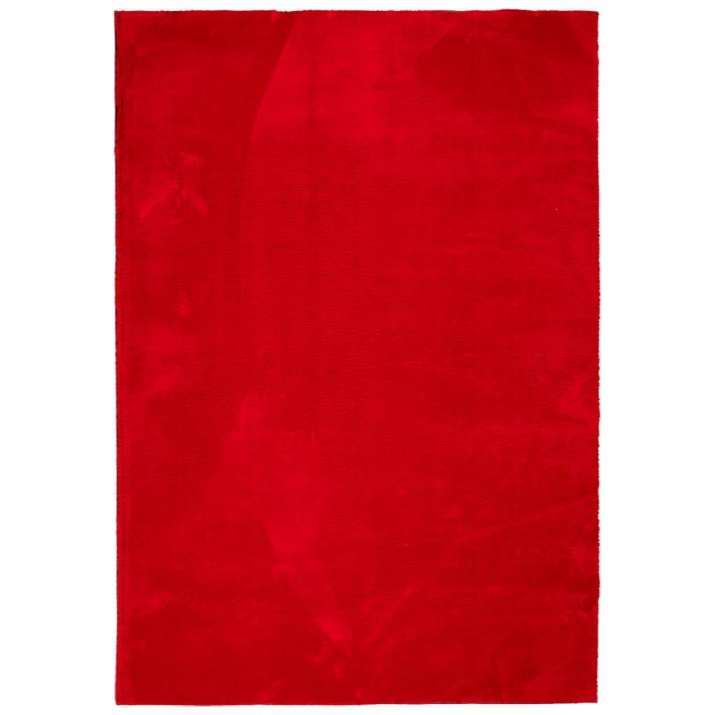 Gulvtæppe HUARTE 140x200 cm kort luv og vaskbart rød