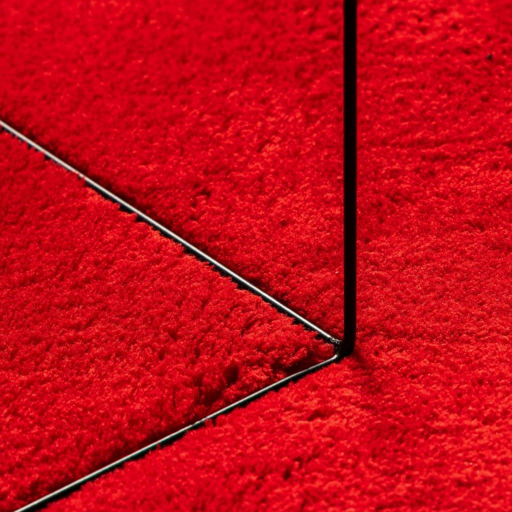 Gulvtæppe HUARTE 140x200 cm kort luv og vaskbart rød