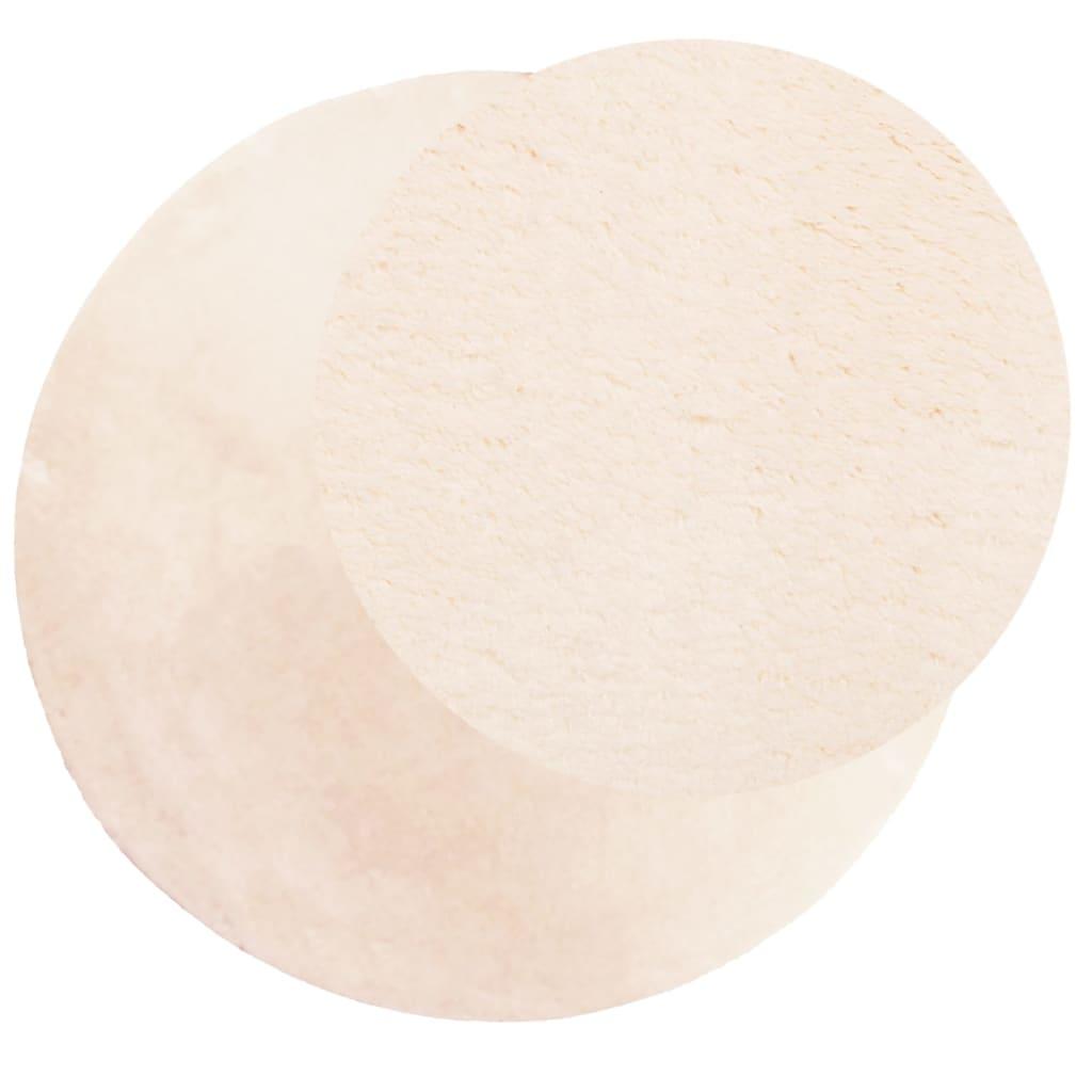 Gulvtæppe HUARTE Ø 80 cm kort luv og vaskbart beige