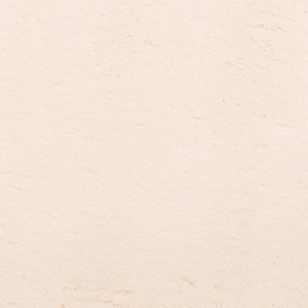 Gulvtæppe HUARTE Ø 80 cm kort luv og vaskbart beige