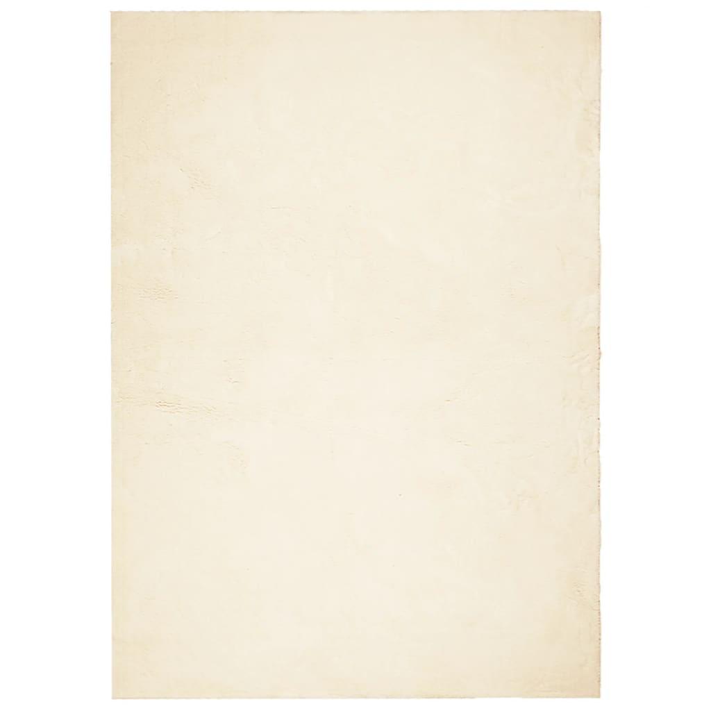 Gulvtæppe HUARTE 120x170 cm kort luv og vaskbart cremefarvet