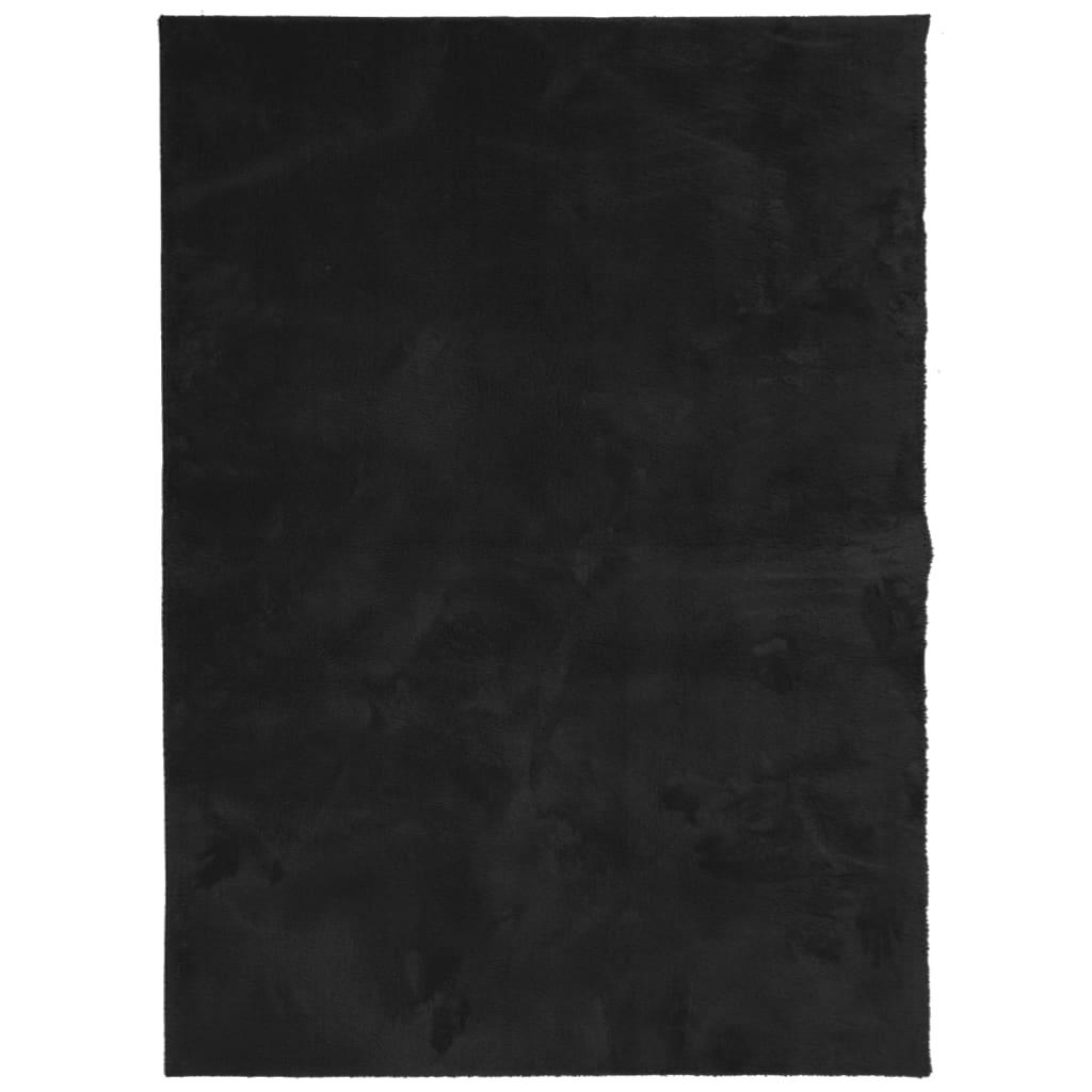 Gulvtæppe HUARTE 160x230 cm kort luv og vaskbart sort