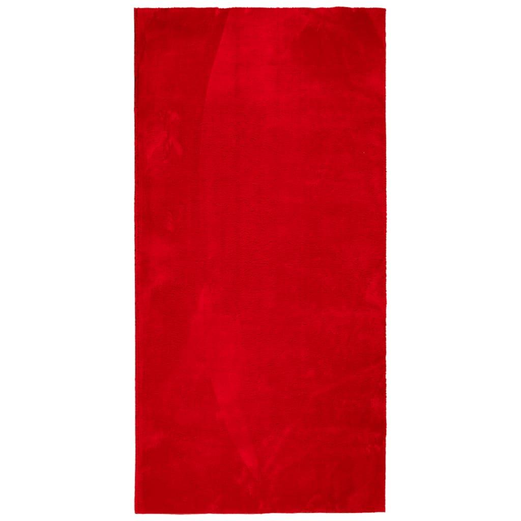 Gulvtæppe HUARTE 100x200 cm kort luv og vaskbart rød