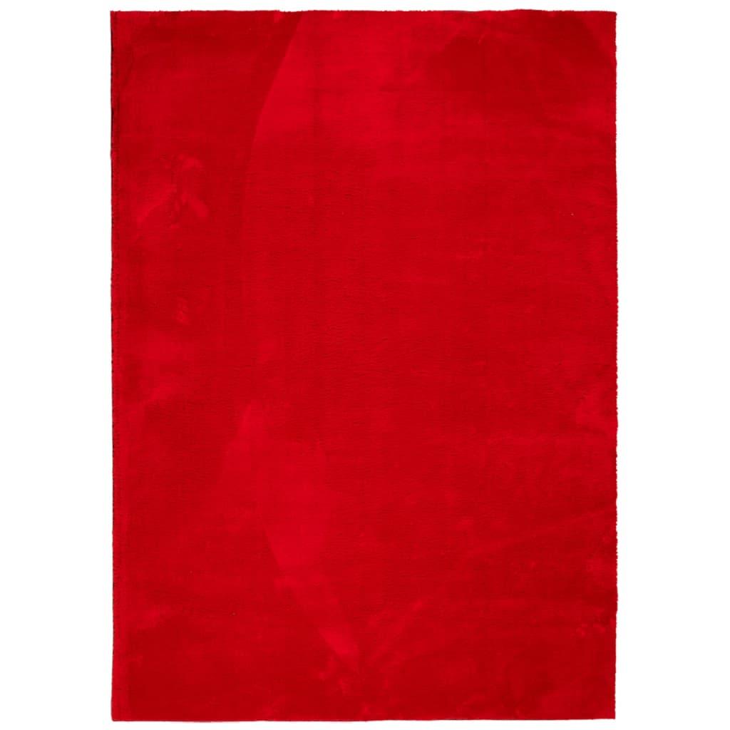 Gulvtæppe HUARTE 200x280 cm kort luv og vaskbart rød