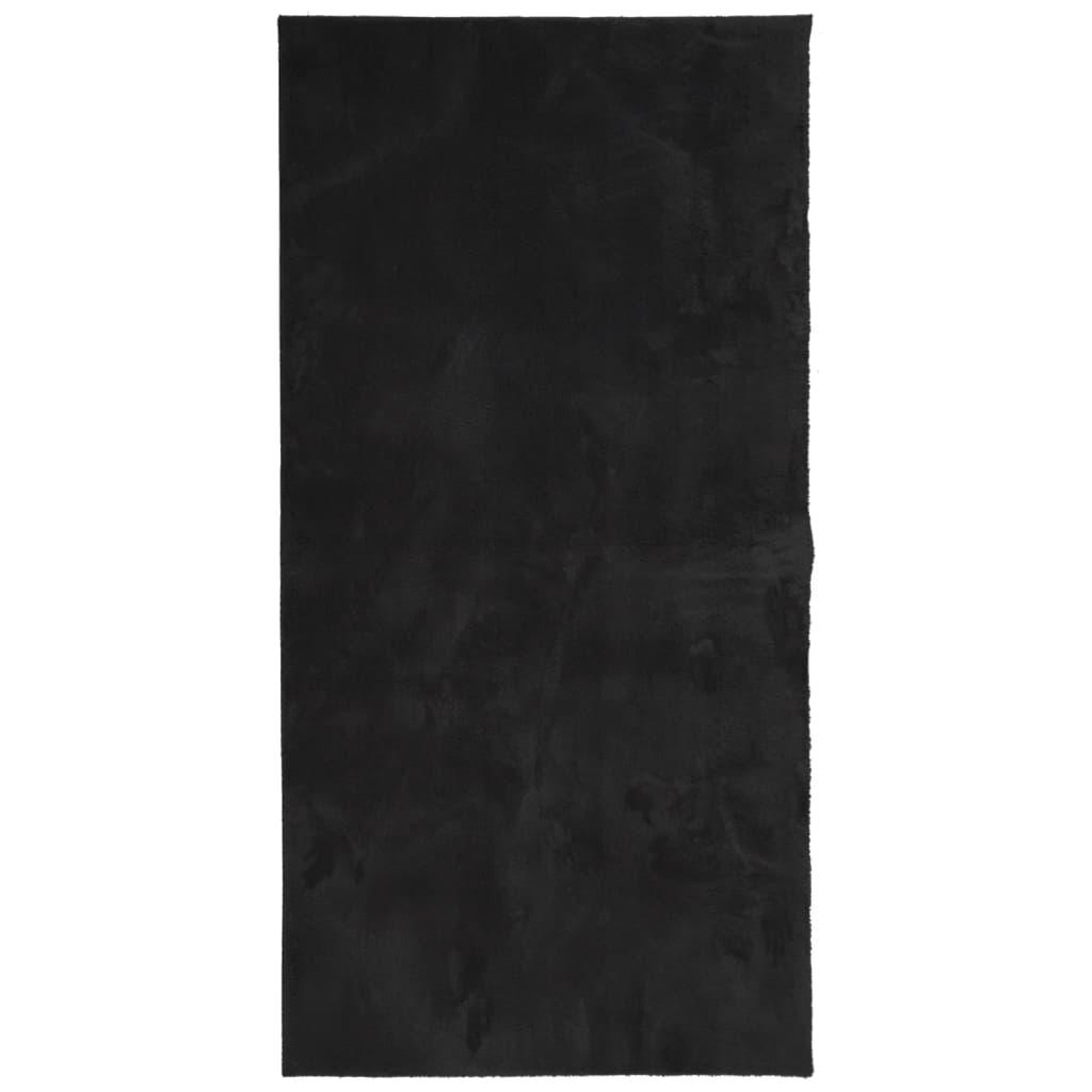 Gulvtæppe HUARTE 100x200 cm kort luv og vaskbart sort