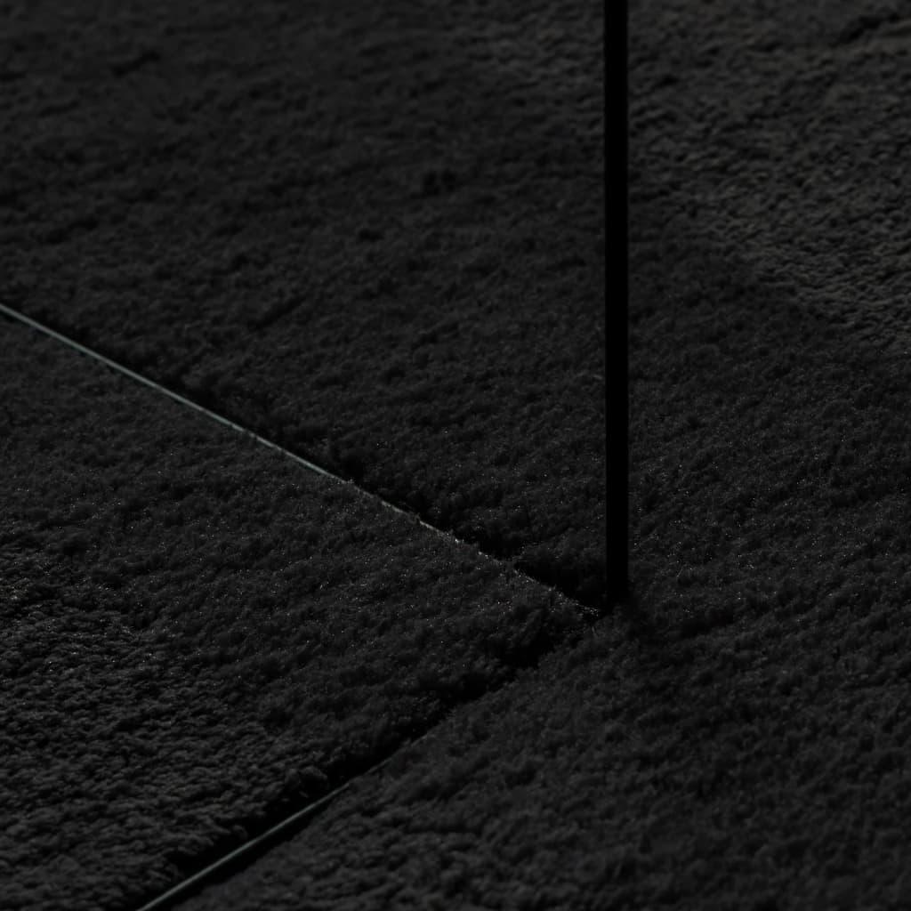 Gulvtæppe HUARTE 100x200 cm kort luv og vaskbart sort