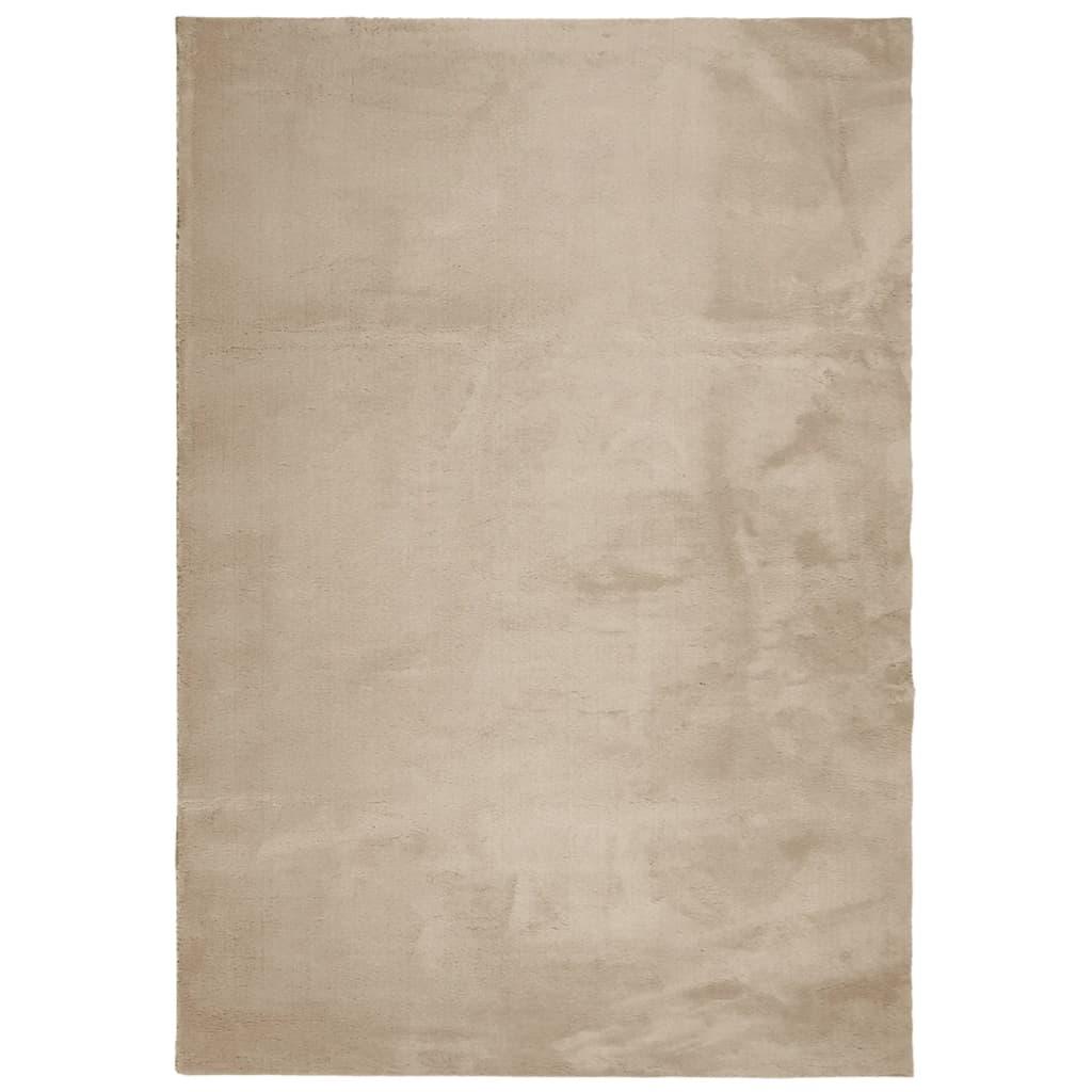 Gulvtæppe HUARTE 140x200 cm kort luv og vaskbart sandfarvet