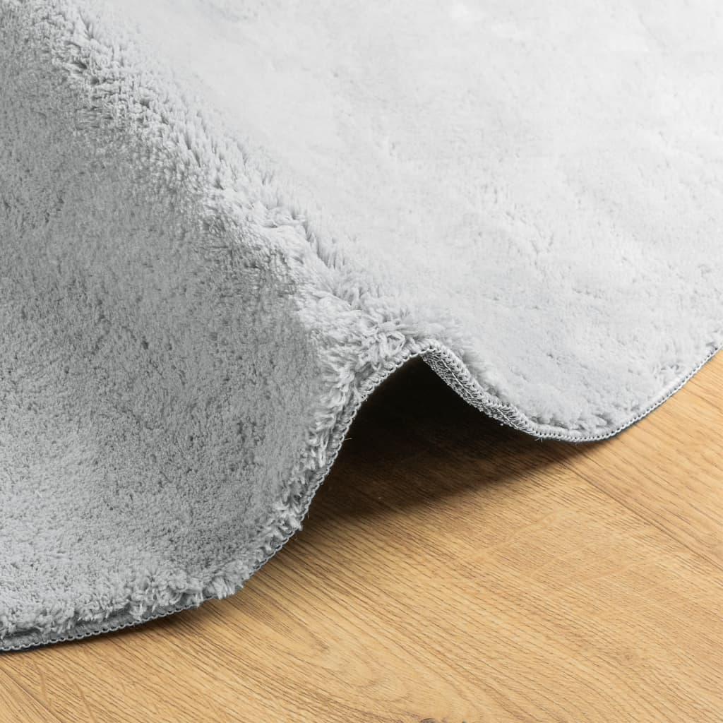 Gulvtæppe HUARTE Ø 100 cm kort luv og vaskbart grå