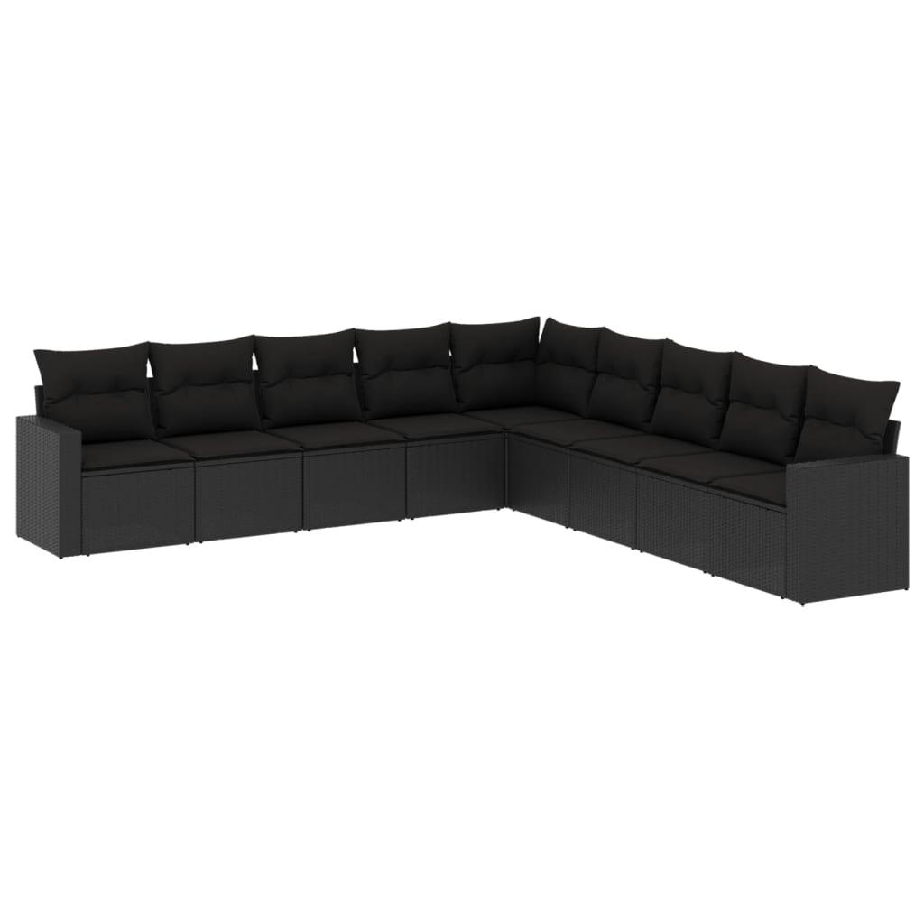 Sofasæt til haven 9 dele med hynder polyrattan sort