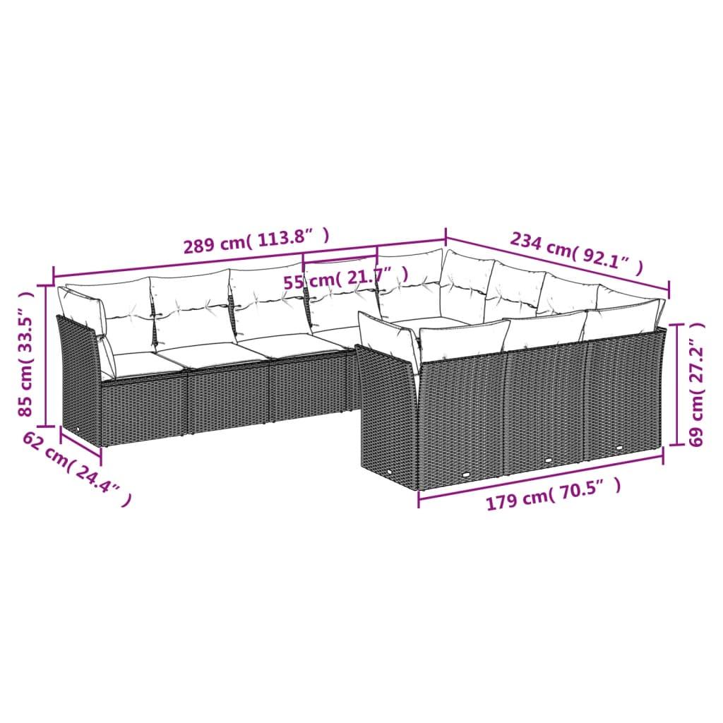 Sofasæt til haven 10 dele med hynder polyrattan beige