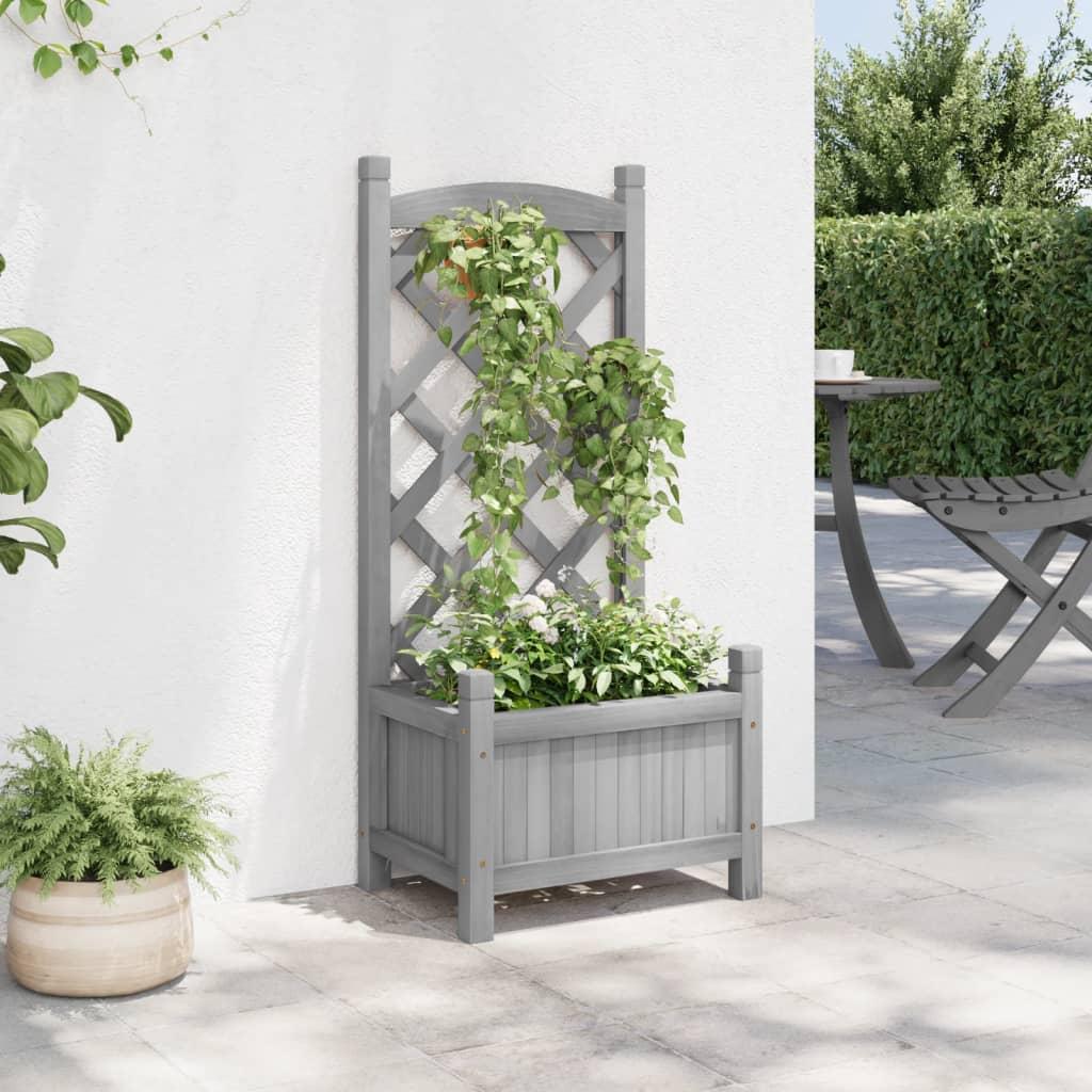 Plantekasse med espalier massivt grantræ grå