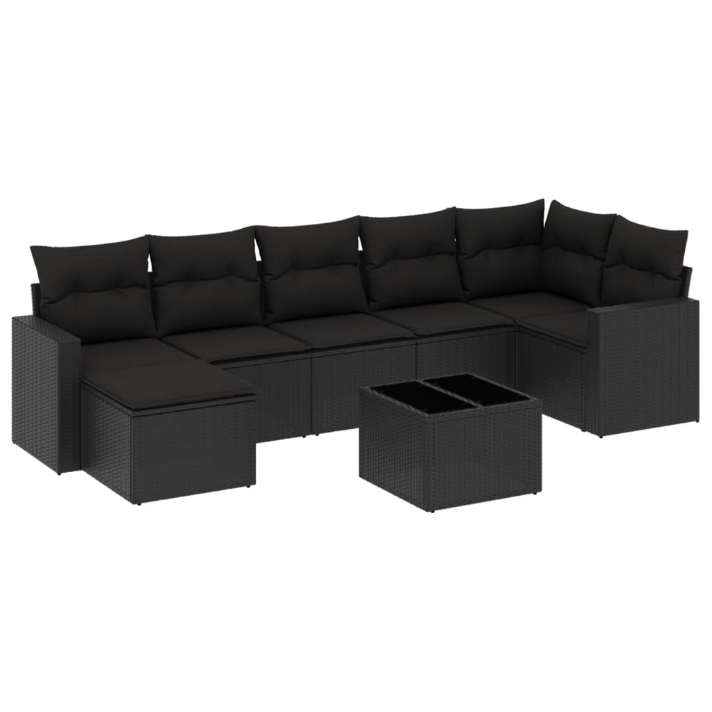 Sofasæt til haven 8 dele med hynder polyrattan sort
