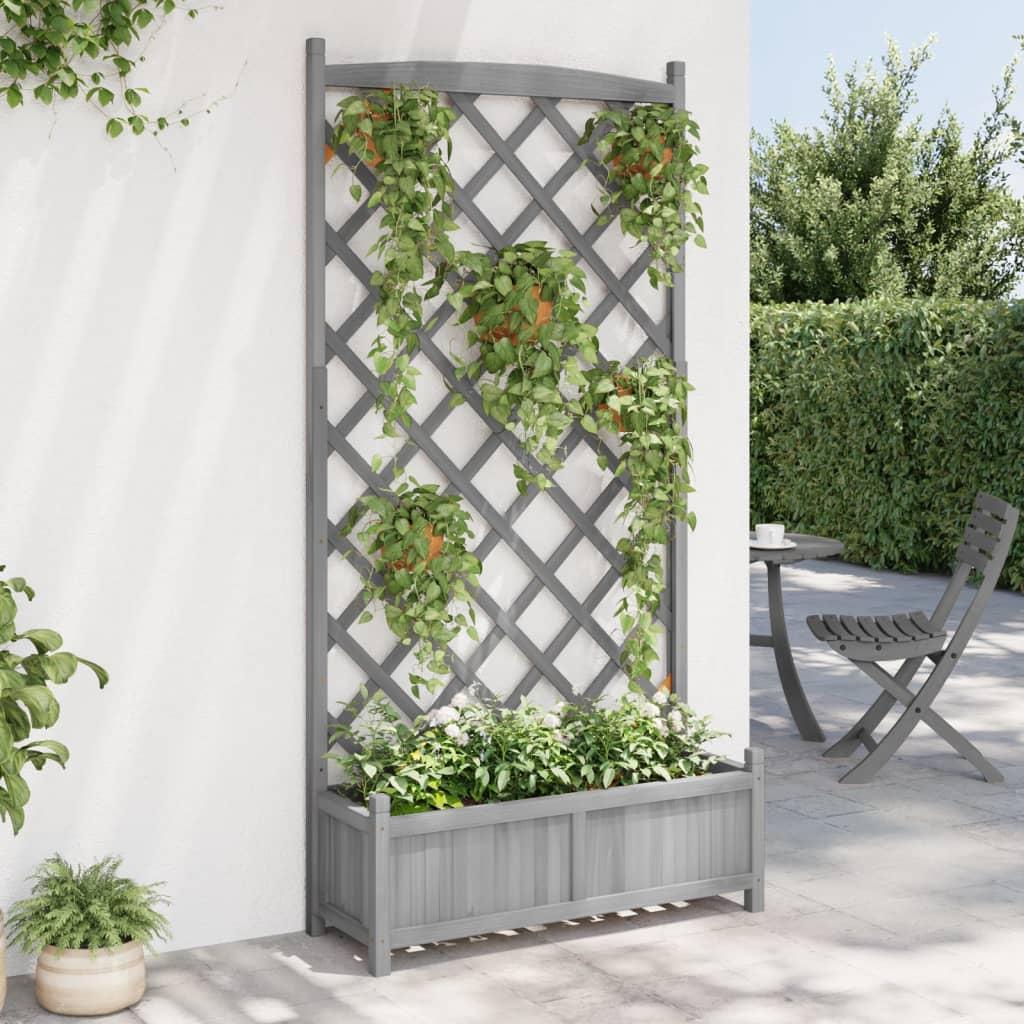 Plantekasse med espalier massivt grantræ grå