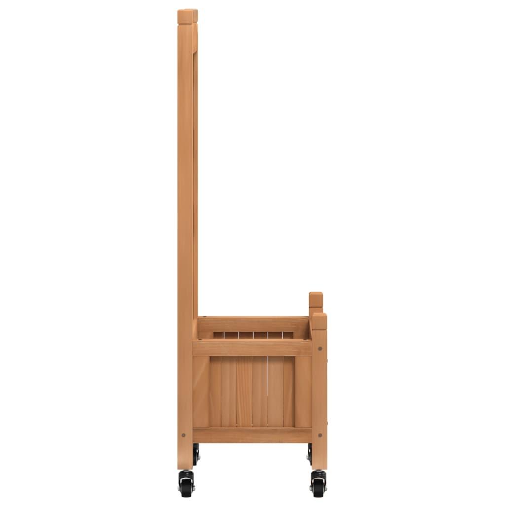 Plantekasse med espalier og hjul massivt fyrretræ brun