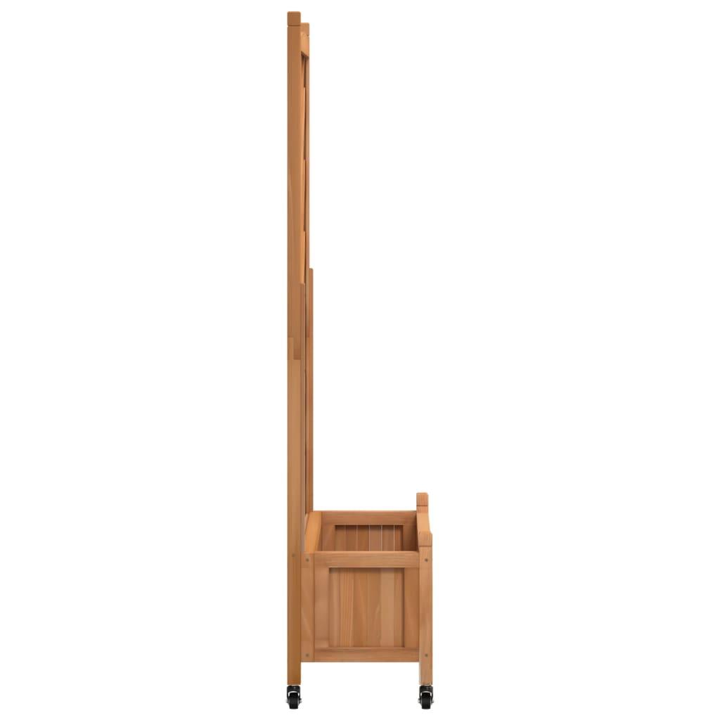 Plantekasse med espalier og hjul massivt fyrretræ brun