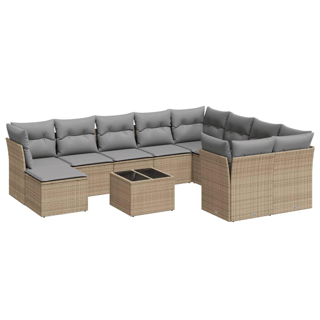Sofasæt til haven 11 dele med hynder polyrattan beige