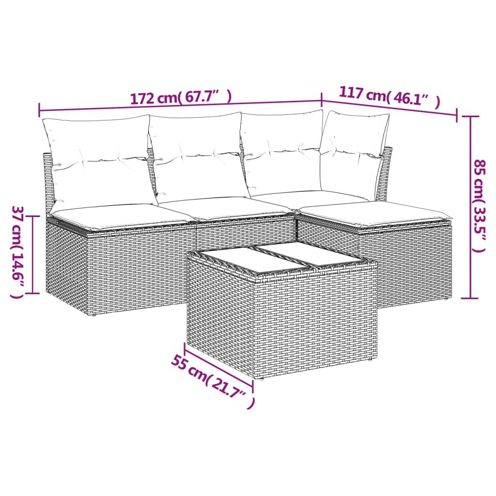 Sofasæt til haven 5 dele med hynder polyrattan beige