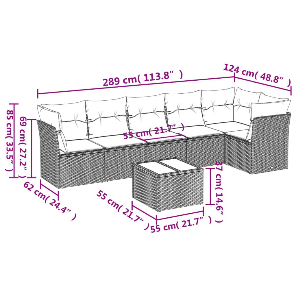 Sofasæt til haven 7 dele med hynder polyrattan beige