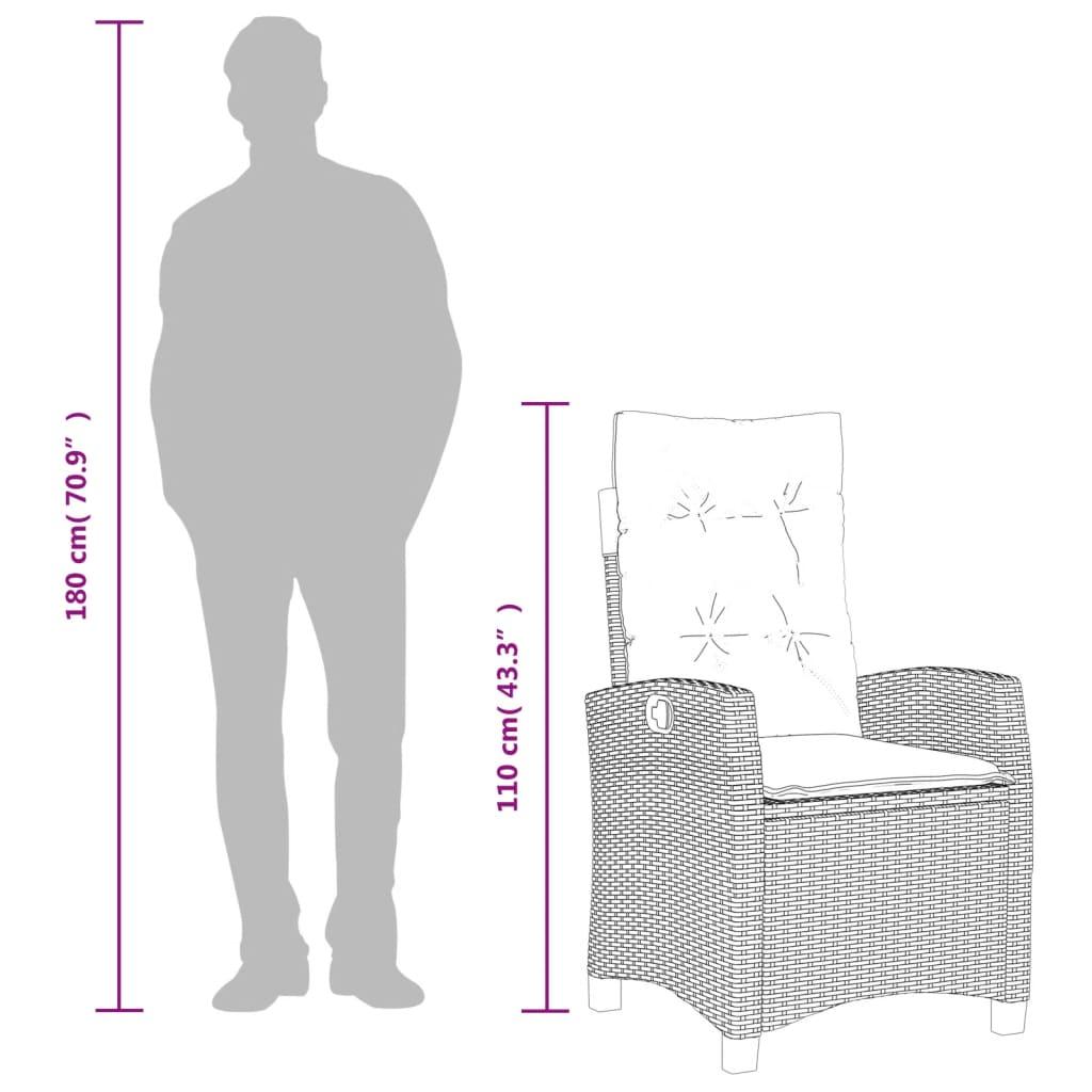 Spisebordssæt til haven 3 dele med hynder polyrattan beige