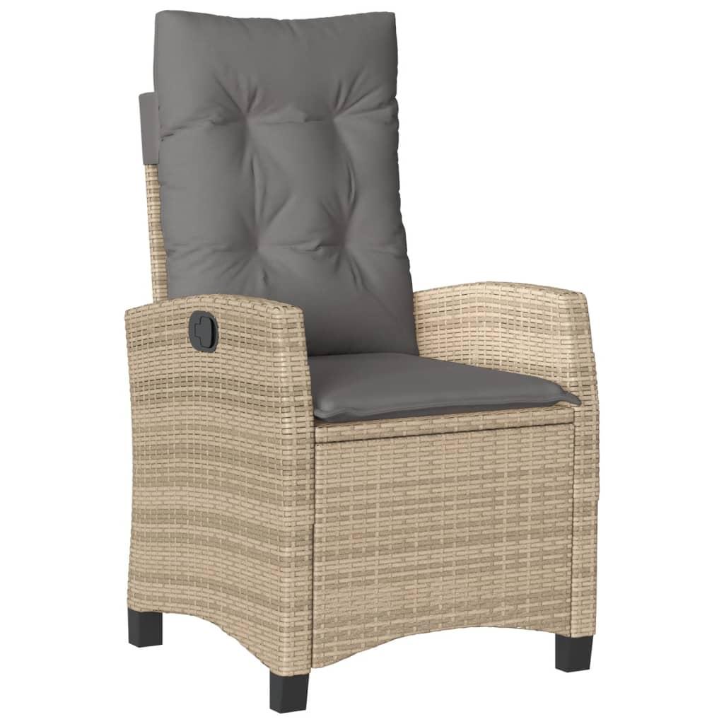 Spisebordssæt til haven 7 dele med hynder polyrattan beige