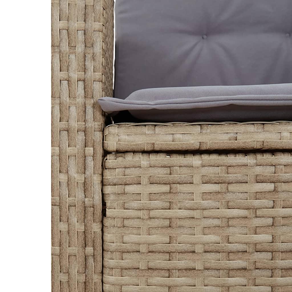Spisebordssæt til haven 7 dele med hynder polyrattan beige