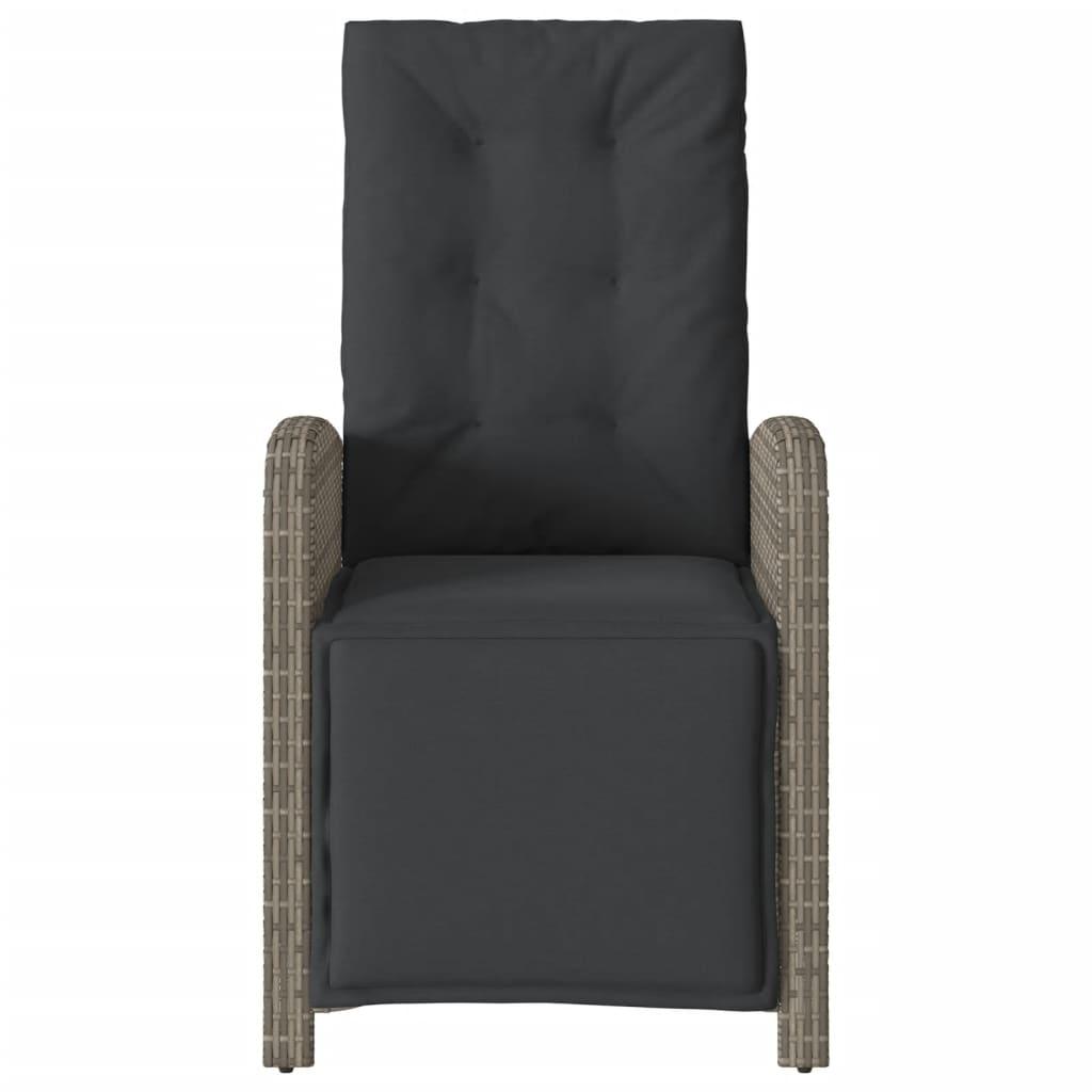 Havestole 2 stk. med lænefunktion og fodstøtte polyrattan grå